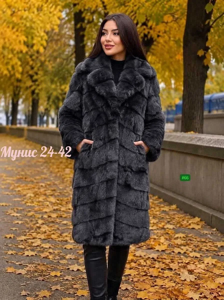 Шуба из искусственного меха под норку, зимняя — фото 1
