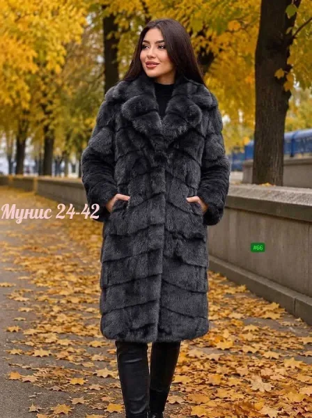 Шуба из искусственного меха под норку, зимняя — фото 1