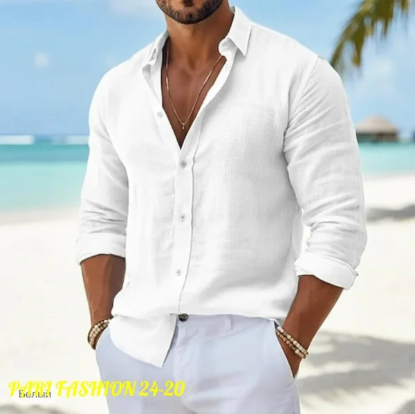 Мужская рубашка из льна и хлопка — фото 2