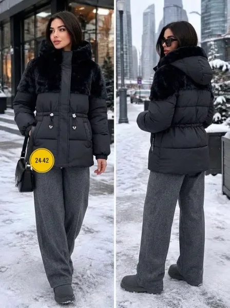 Зимняя куртка молочного цвета белая — фото 2