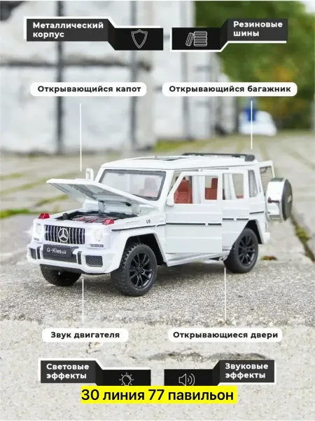 Металлическая инерционная модель Мерседес, с открытием дверей, капота и багажника Игрушка, металл Белый — фото 3