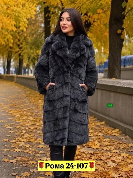 Шуба из искусственного меха с эффектом норки — фото 1