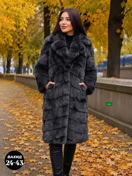 Шуба из искусственного меха с эффектом экл-меха под норку — фото 2
