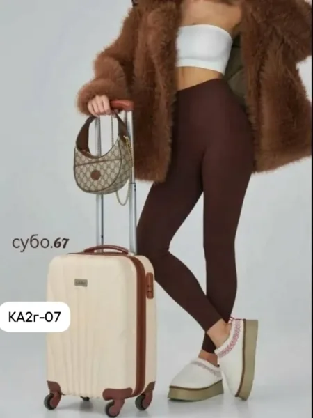 Лосины рубчик из эластичного материала Коричневый — фото 4