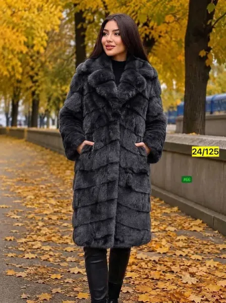 Шуба из искусственного меха с эффектом экл-меха под норку — фото 3