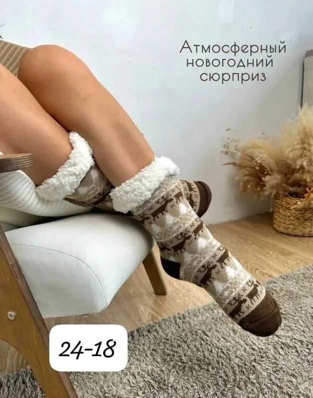 Носки женские термо с мехом из верблюжьей шерсти и ангоры — фото 2