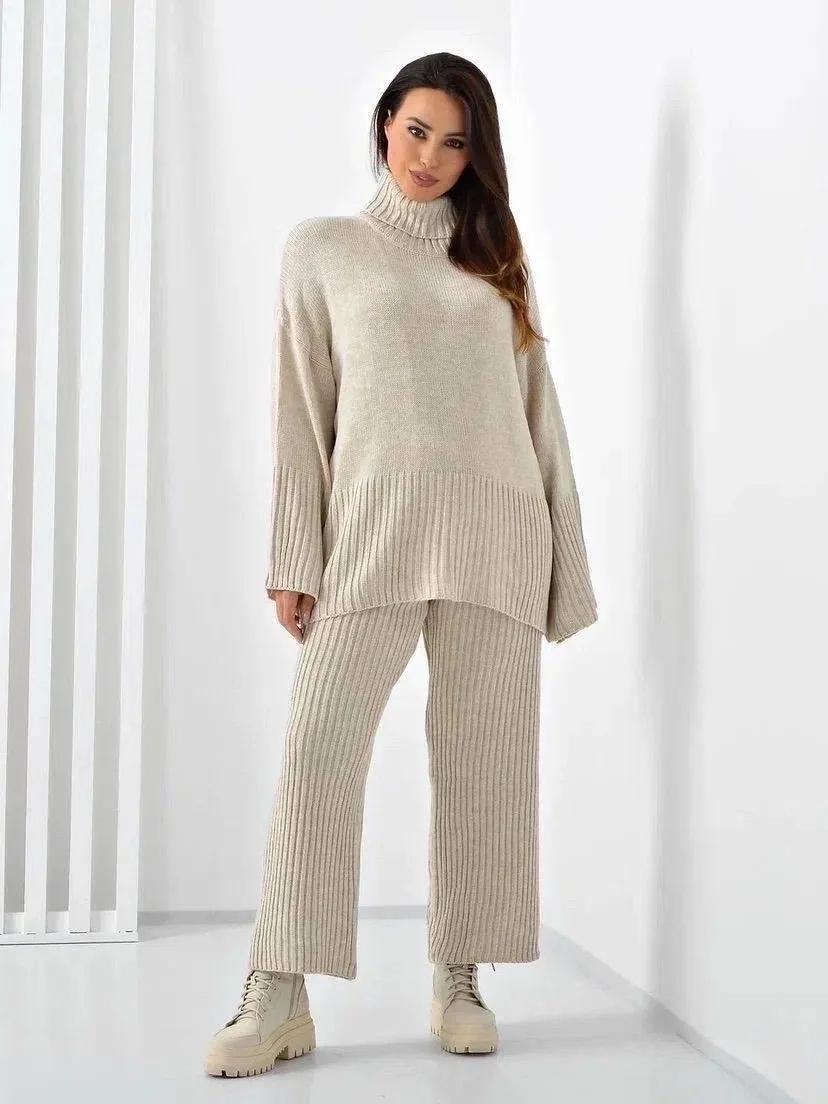 Однотонный костюм в стиле oversize из смесового акрила с шерстью — фото 2
