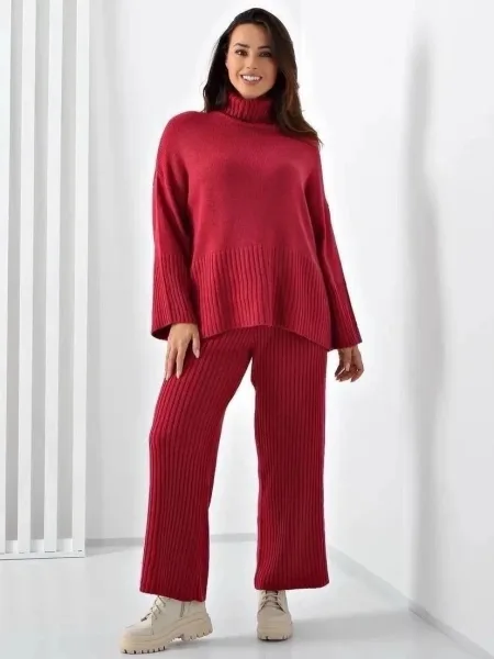 Однотонный костюм в стиле oversize из смесового акрила с шерстью — фото 15