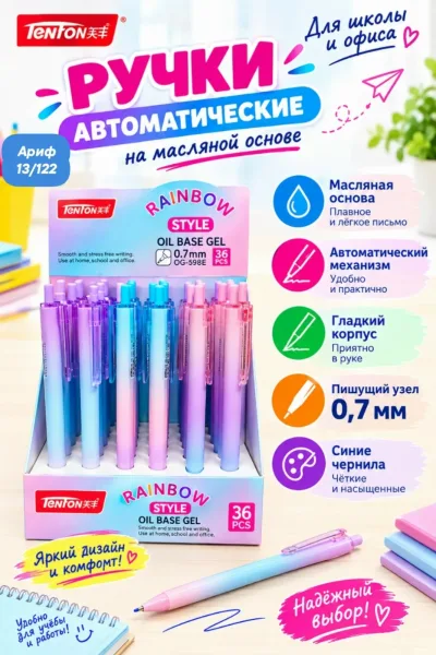 Автоматическая шариковая ручка гладкий корпус, цвет чернил-синий, толщина пишущего узла 0, 7 mm