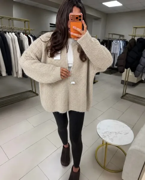Уютный джемпер машинная вязка с добавлением шерсти с замочком zip-neck — фото 9