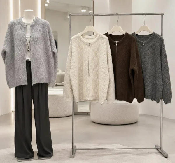 Уютный джемпер машинная вязка с добавлением шерсти с замочком zip-neck — фото 14