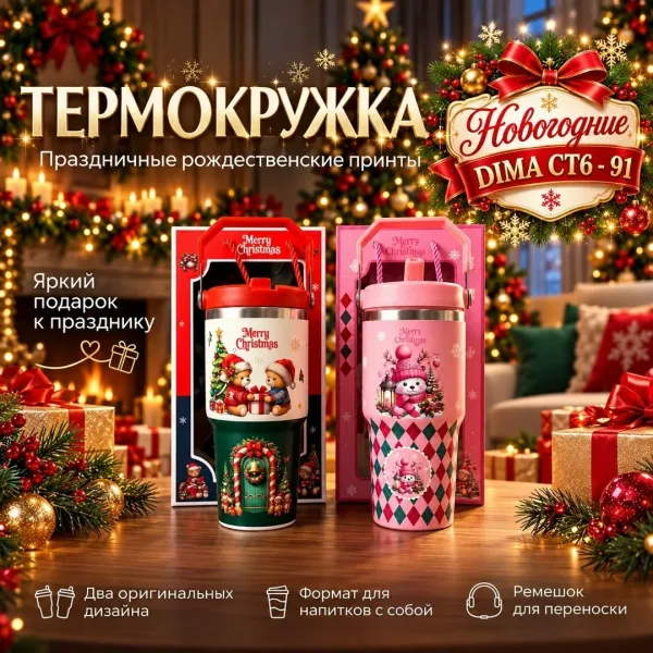 Новогодние Термокружка — фото 2