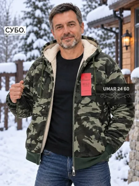 Утеплённая флисовая Толстовка С мехом прямо зима — фото 10