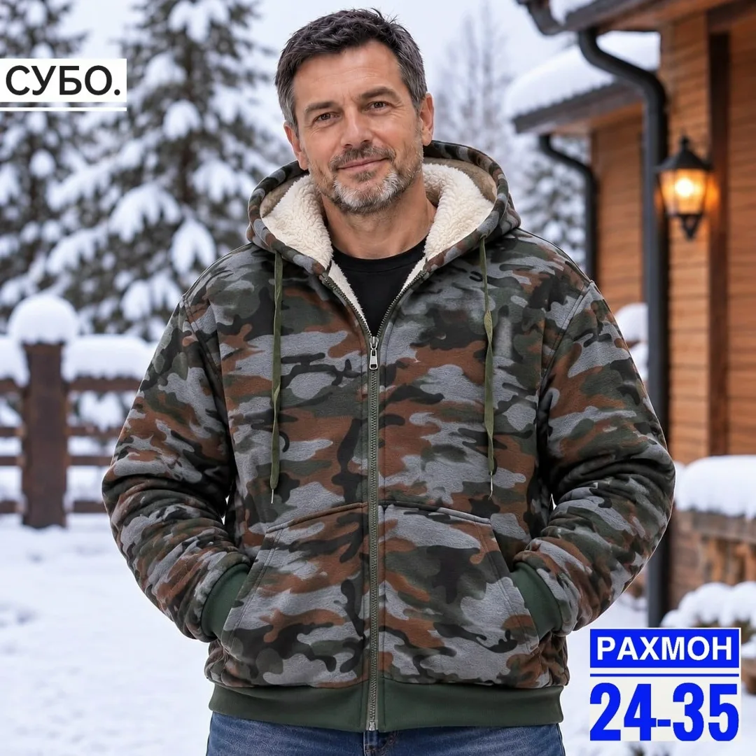 Утеплённая флисовая Толстовка С мехом прямо зима — фото 2