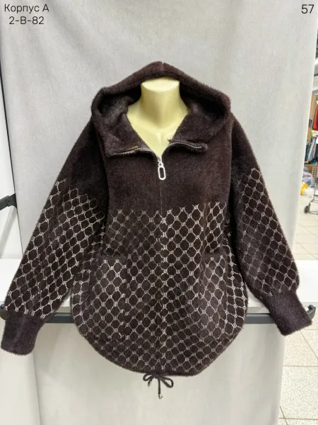 Женский кардиган из хлопка с мехом альпака МЕХ АЛЬПАКА — фото 5