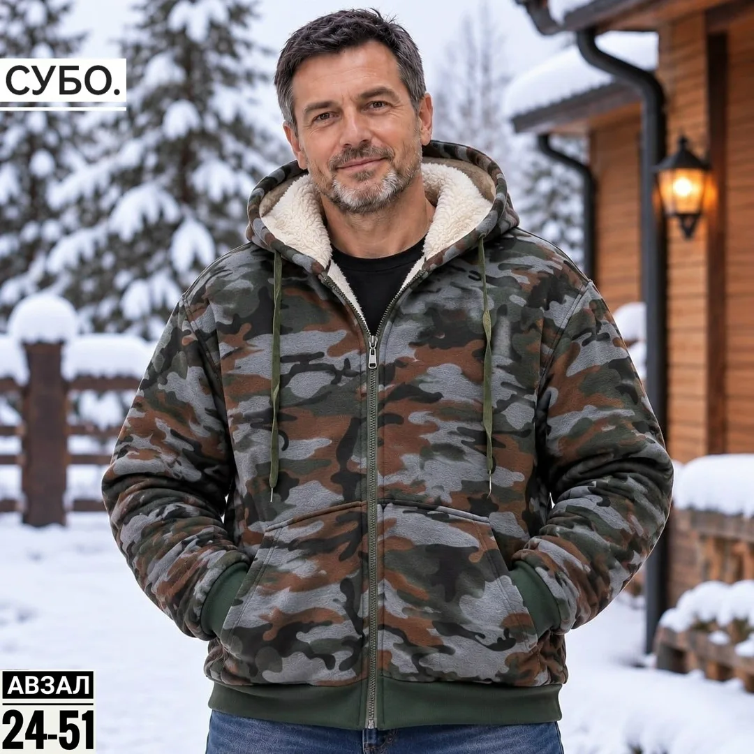 Утеплённая флисовая Толстовка С мехом прямо зима — фото 2