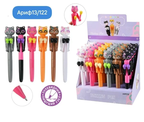 Ручка шариковая с дизайном кота-боксёра