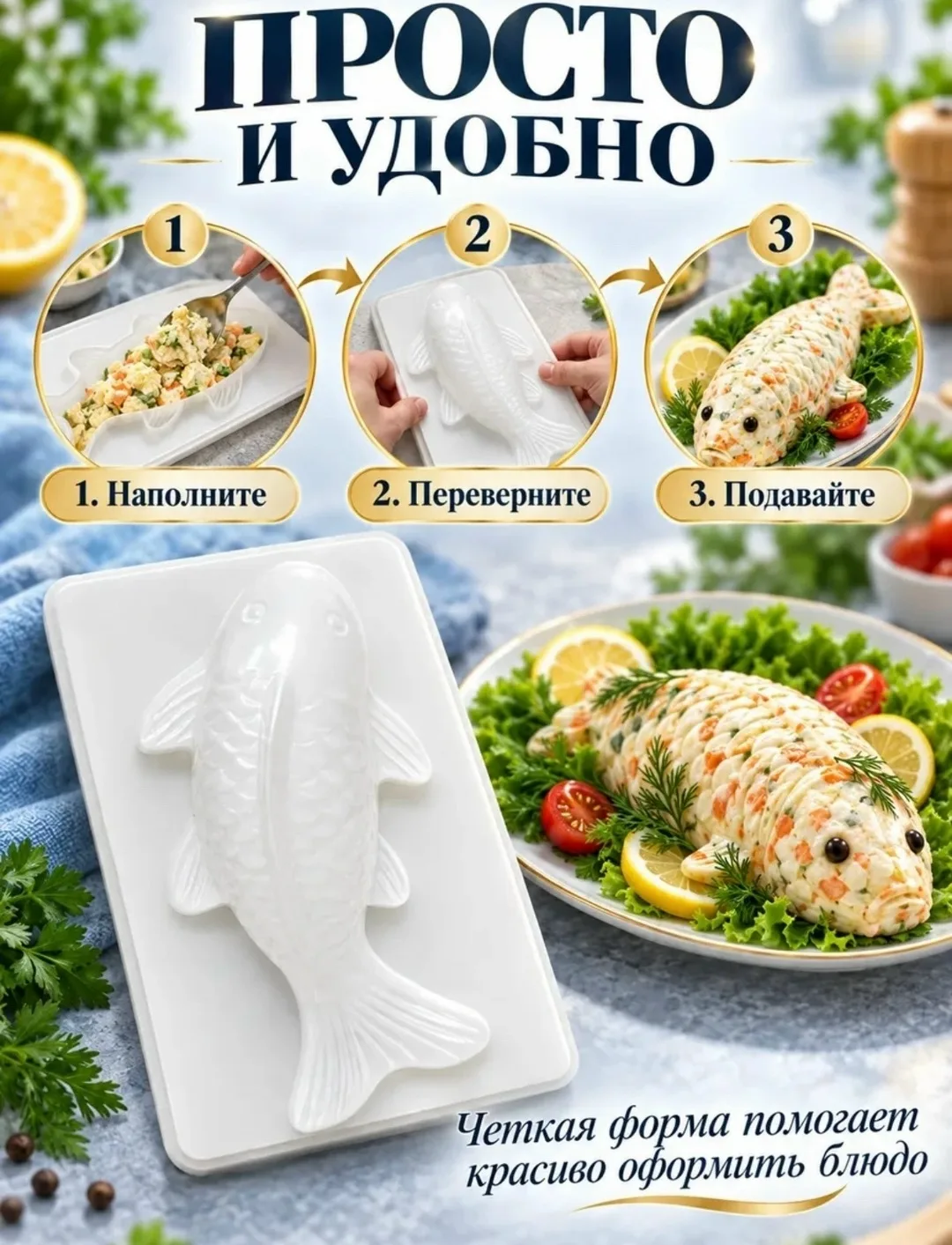 Форма рыба для салата под шубой — фото 2