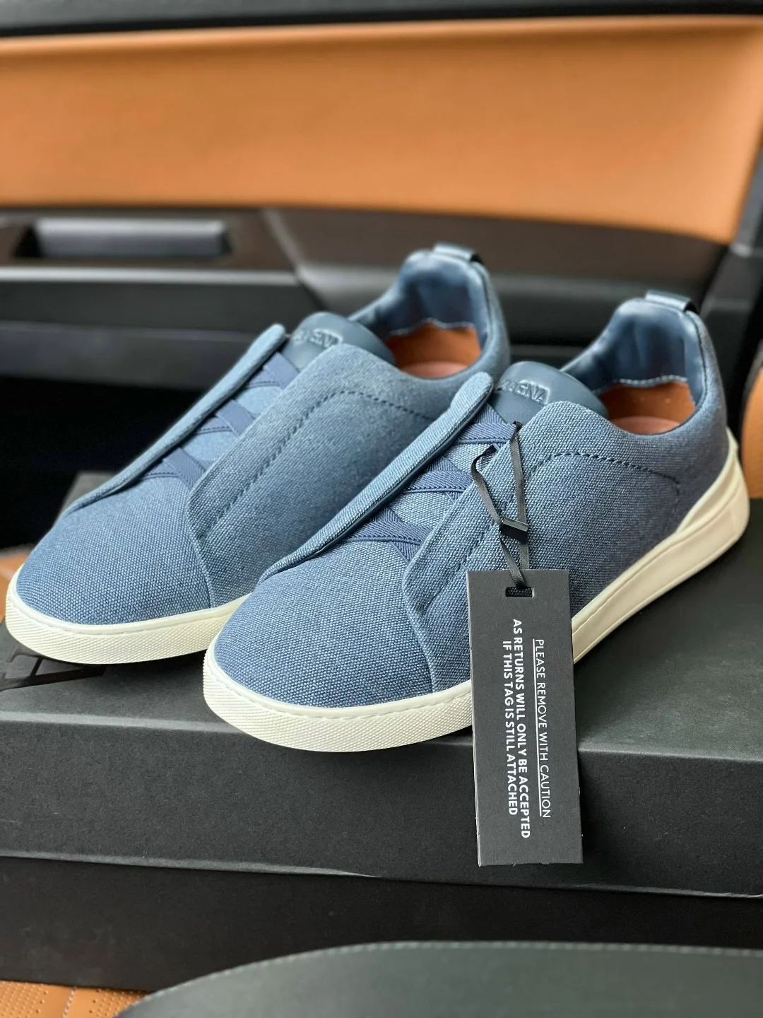 Кроссовки Zegna Triple Stitch, синие — фото 4