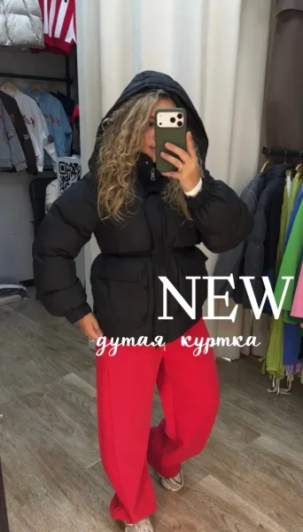 Дутая куртка в чёрном цвете чёрная — фото 1