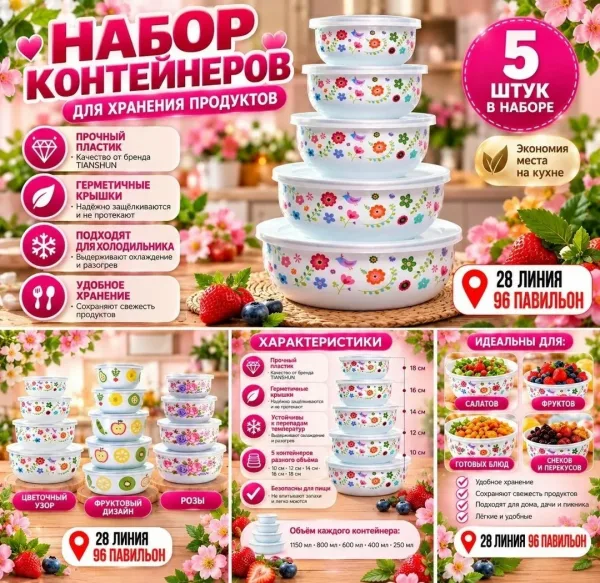 Набор эмалированных мисок с крышками — фото 7
