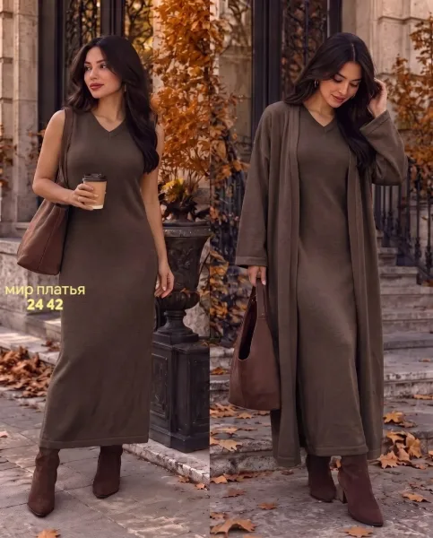 Костюм-двойка из ткани кашмир вязка — стильный и модный образ — фото 6