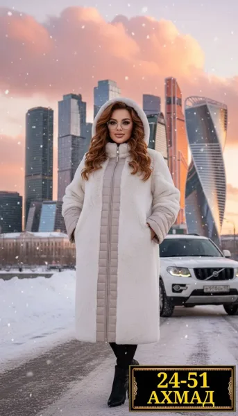 Шуба свободного кроя из плотной ткани с качественной фурнитурой — фото 1
