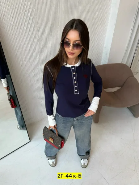 Однотонный лонгслив из вискозы — фото 1