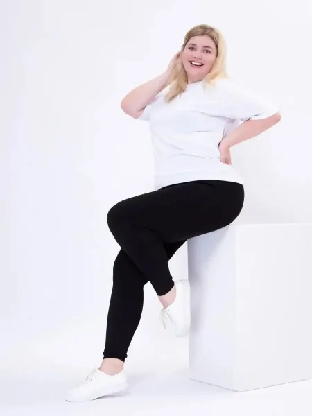 Женские лосины из стрейч-материала с начесом, удобная посадка по фигуре — фото 17