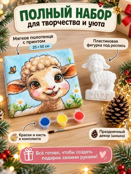 Подарочный набор с полотенцем и фигуркой для росписи — фото 9