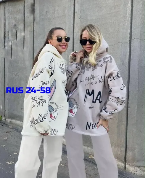 Спортивный костюм из 3-ниткового флиса с ярким принтом 3-ех нитка на флисе — фото 1