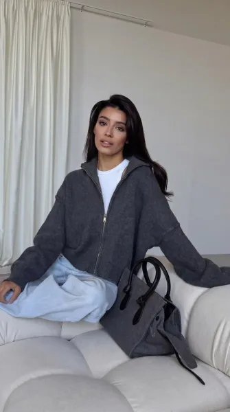 Drop кардиган на молнии Коричневый — фото 8