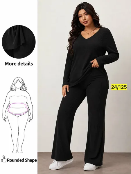 Комфортный костюм из мягкой ткани лапша кашемировая с свободным силуэтом — фото 4