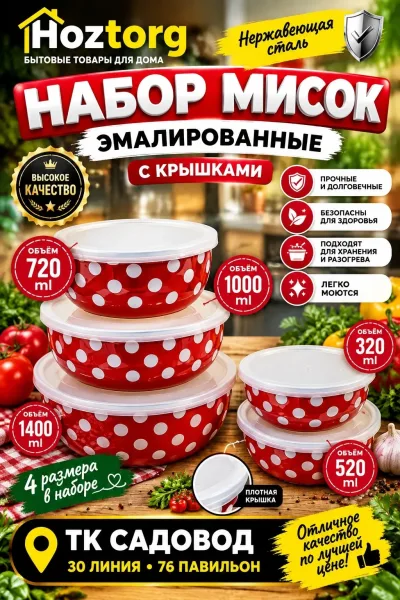 Набор эмалированных кастрюль с крышками - идеальное решение для вашей кухни Этот набор посуды предлагает все необходимое
