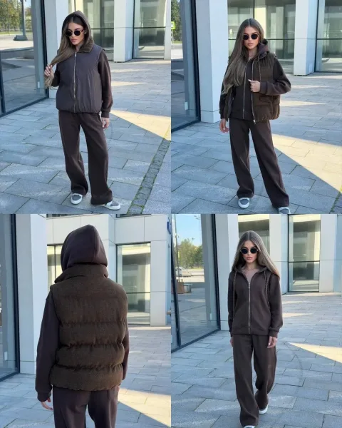 Костюм тройка с двухсторонним жилетом из хлопка на флисе хлопок, на флисе — фото 6
