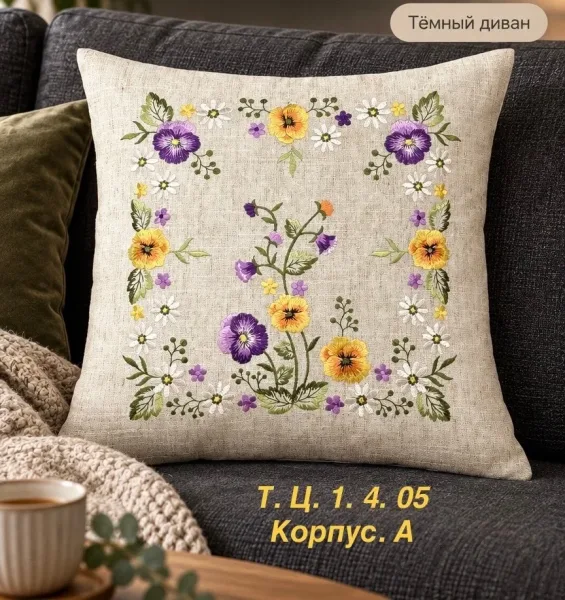 Наволочки на подушке полу-лён с красивым вышивкой — фото 1