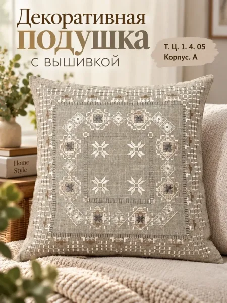 Наволочки на подушке полу-лён с красивым вышивкой — фото 3