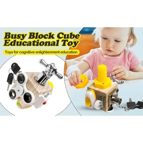 Сенсорный Busy Cube Игрушки для путешествий Деревянная игрушка Монтессори Обучающее обучение — фото 3