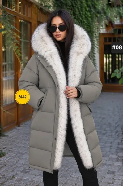 Куртка с капюшоном из искусственного меха, мех снимается — фото 3