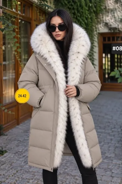Куртка с капюшоном из искусственного меха, мех снимается — фото 5