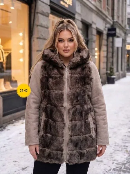 Шуба Искусственный мех, замша — фото 1
