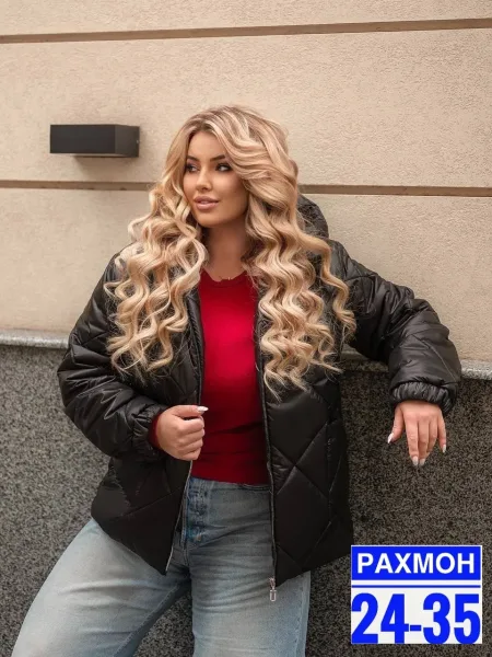 Женская куртка из синтепона чёрная — фото 7