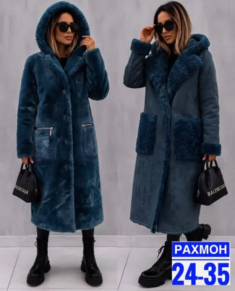 Пальто двухстороннее из замши и меха Замш + Мех — фото 3