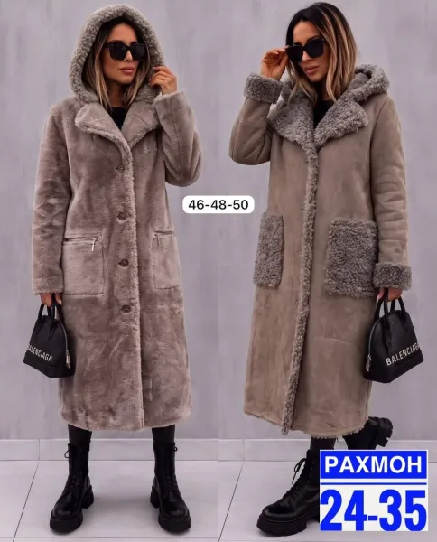 Пальто двухстороннее из замши и меха Замш + Мех — фото 4
