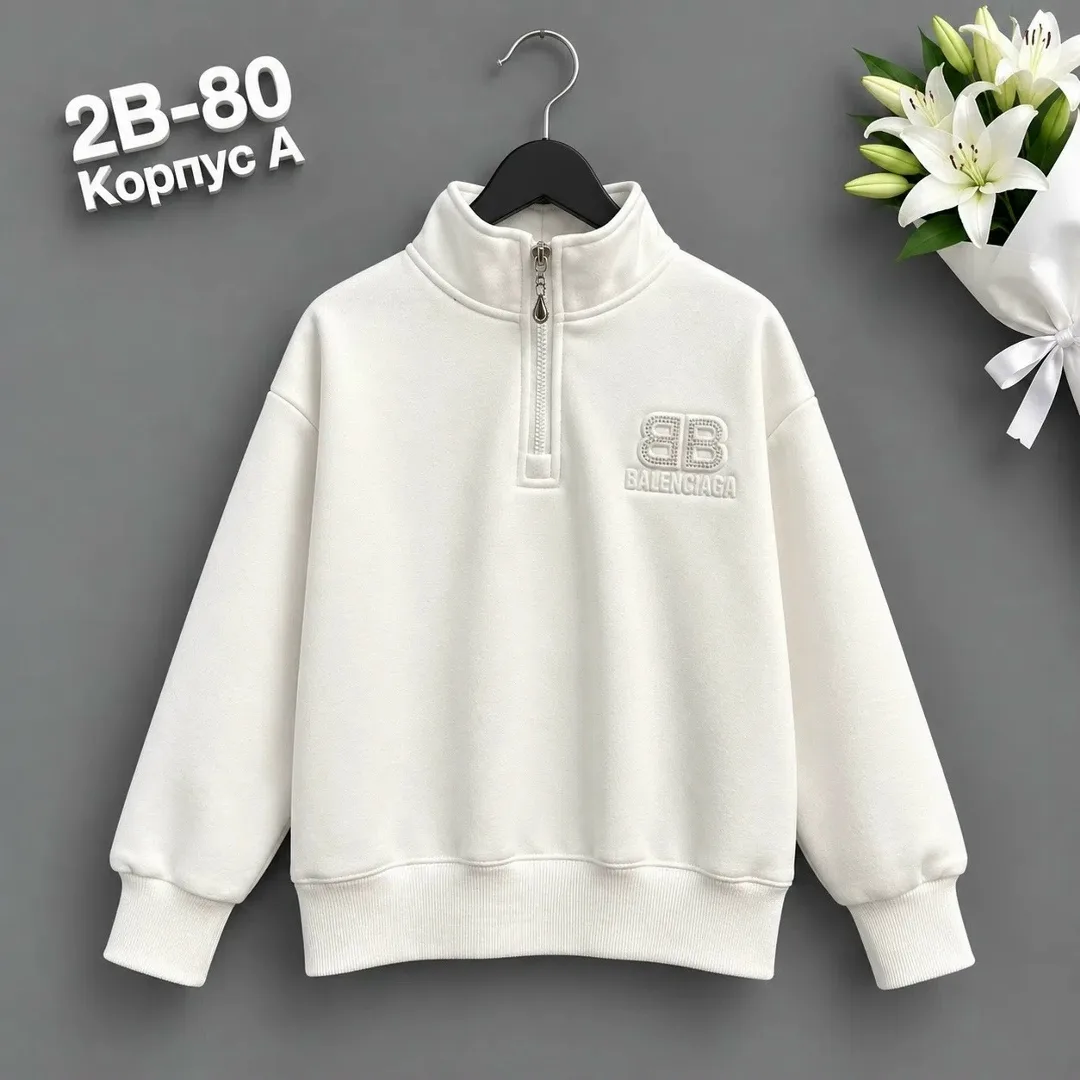 Кофта из хлопка с начесом, подходит для детей ростом 110–140 — фото 1