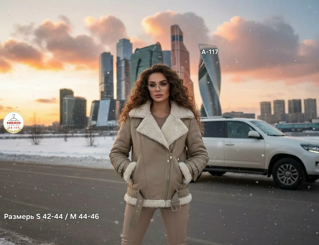 Теплый модненкый дублёнка в двух цветах, кожа — фото 2
