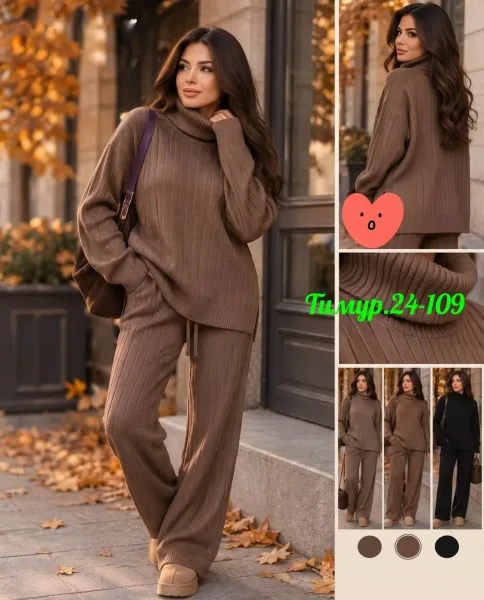 Костюм-двойка из ткани кашмир вязка — стильный и модный образ — фото 4
