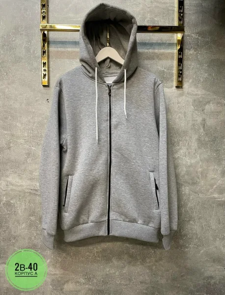 Теплая мужская кофта из турецкой фабричной ткани с внутренним флисовым — фото 17