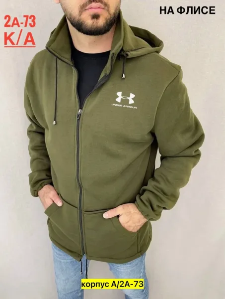 Толстовка для мужчин из хлопка с внутренним флисовым покрытием — фото 6