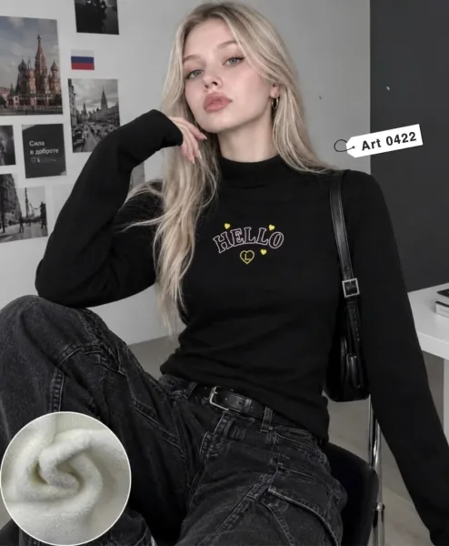 Теплая водолазка из качественного трикотажного флиса — фото 2